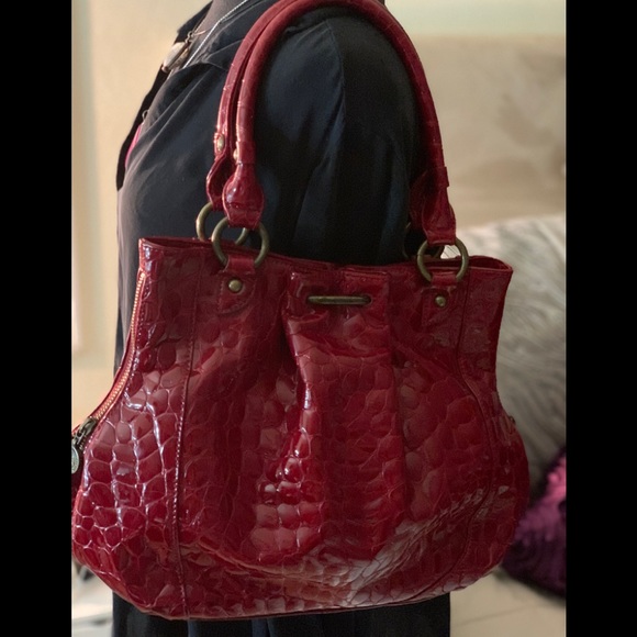 Donald J. Pliner Handbags - Donald J Pliner Red Patent Leather Hobo